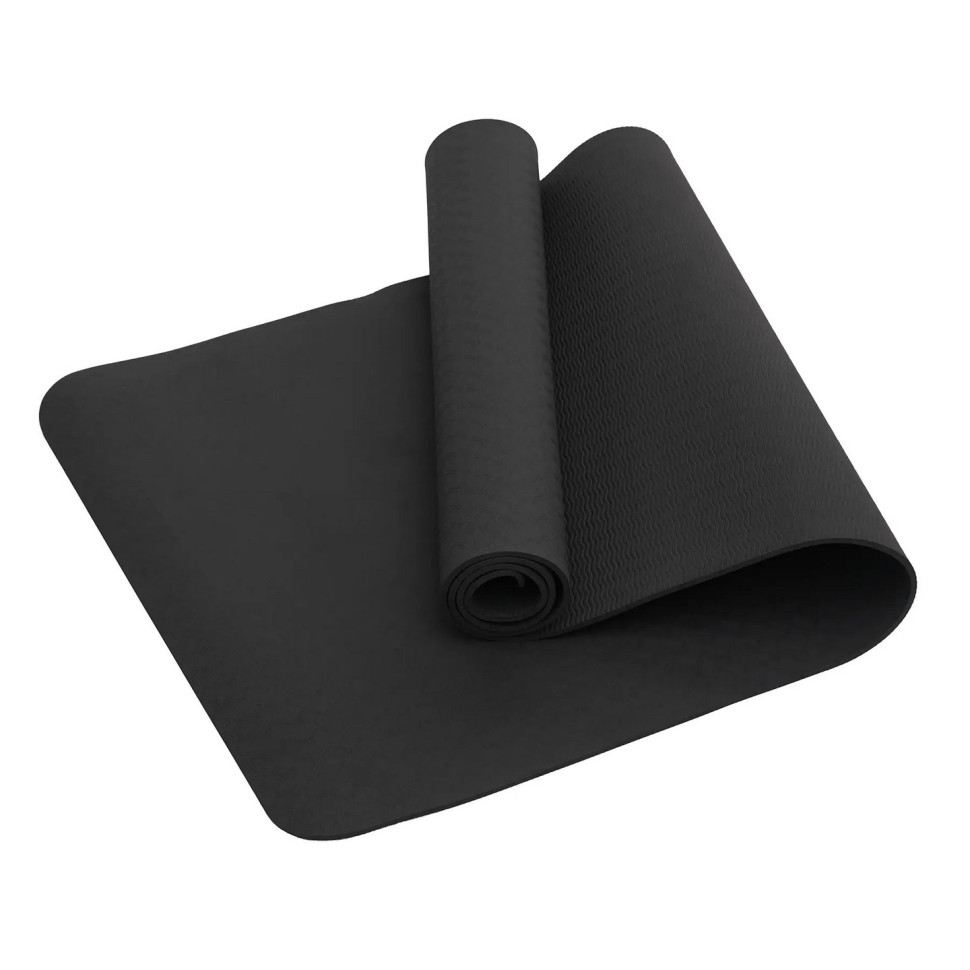 Коврик (мат) спортивный для йоги и фитнеса SportVida SV-EZ0056 TPE 183 x 61 x 0.6 см, Black