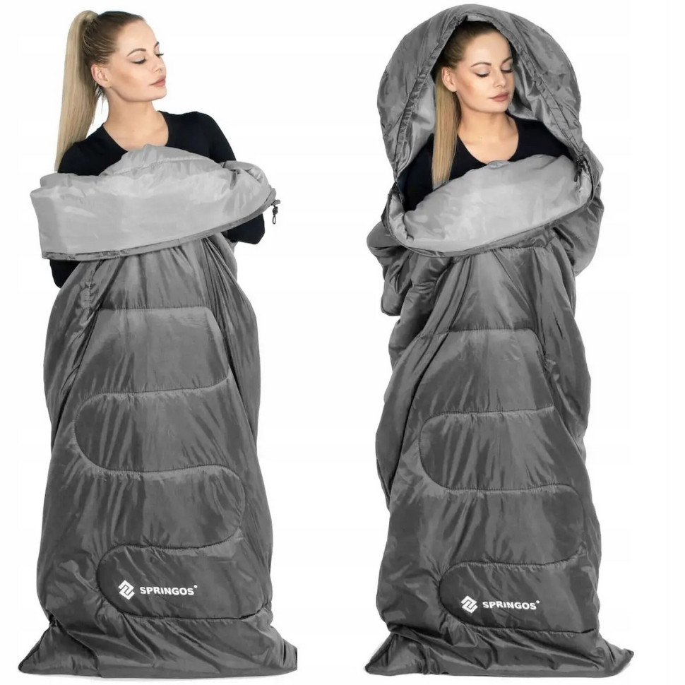Спальний мішок (спальник) 2 в 1 Springos CS0043 Graphite/Grey