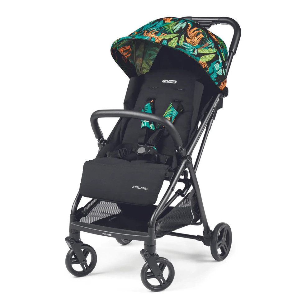 Коляска компактная Selfie Jaguars Peg-Perego IP2000000JL24RO01 черная с тропическим рисунком