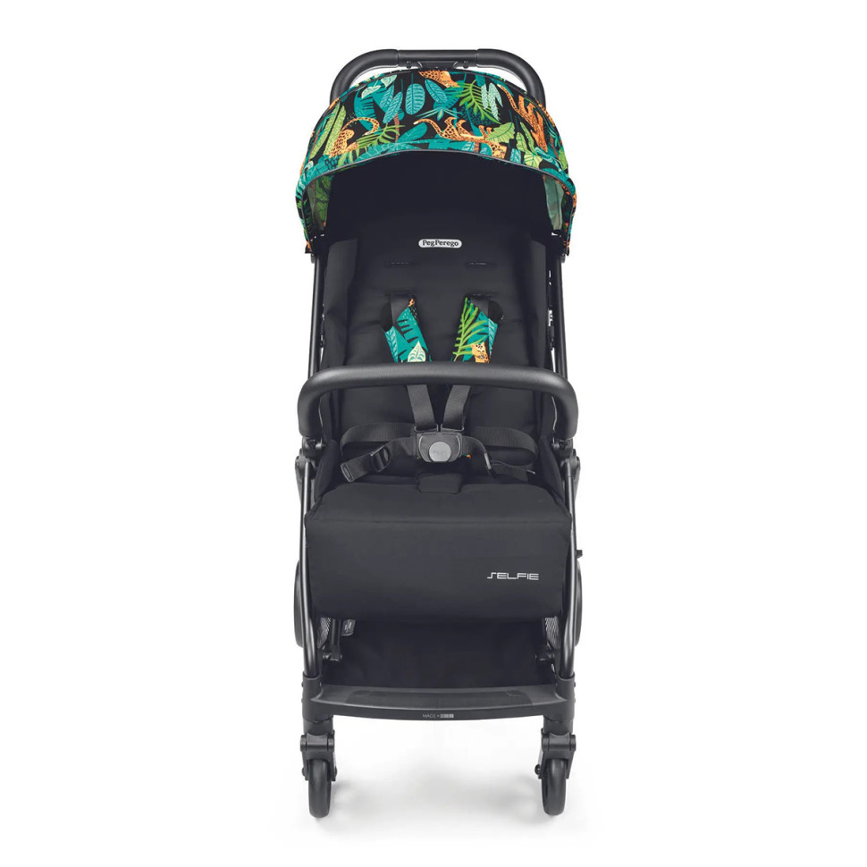 Коляска компактная Selfie Jaguars Peg-Perego IP2000000JL24RO01 черная с тропическим рисунком