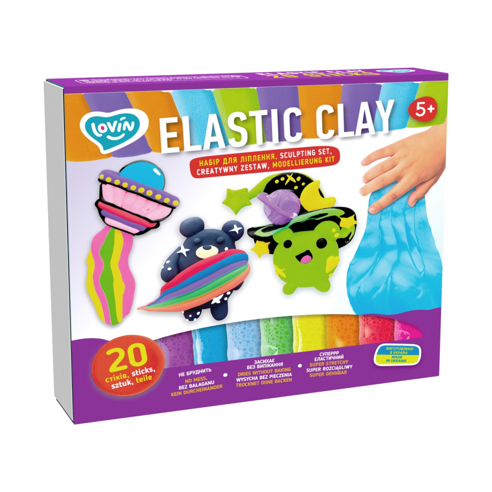 Набор для лепки с воздушным пластилином Elastic Clay TM Lovin 70140, 20 стиков