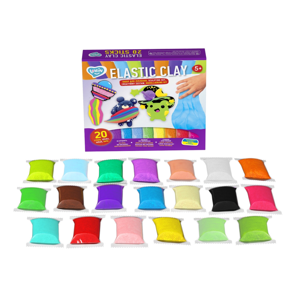 Набор для лепки с воздушным пластилином Elastic Clay TM Lovin 70140, 20 стиков