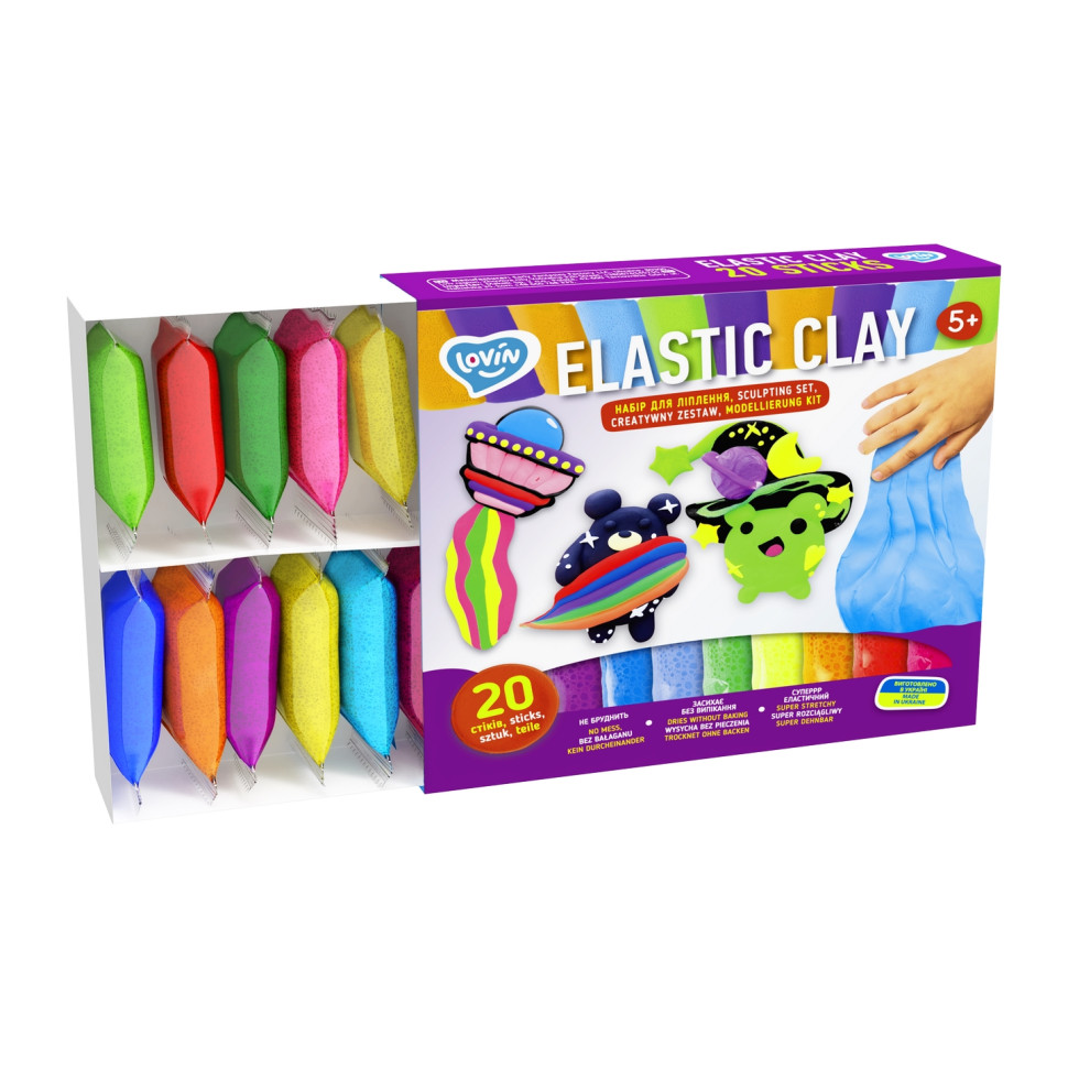 Набор для лепки с воздушным пластилином Elastic Clay TM Lovin 70140, 20 стиков