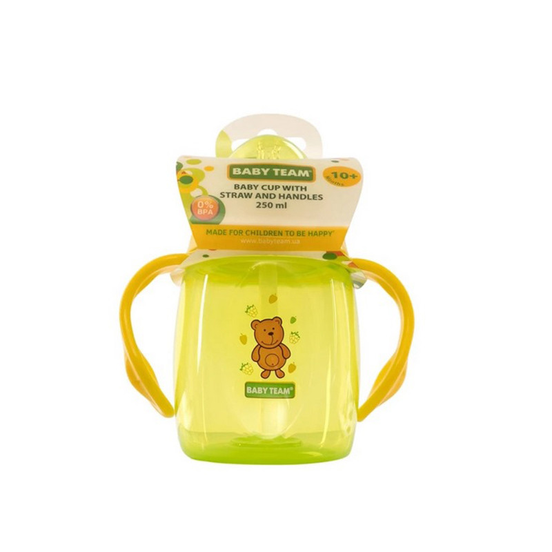 Поильник с силиконовым спаутом и ручками Baby Team 5003P 250 мл