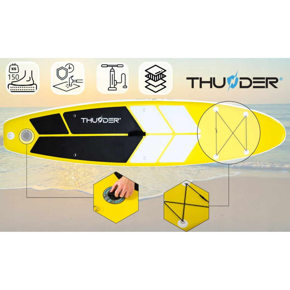 Надувная SUP доска Coast Thunder SUP-COAST-YELLOW с веслом Yellow 320 см