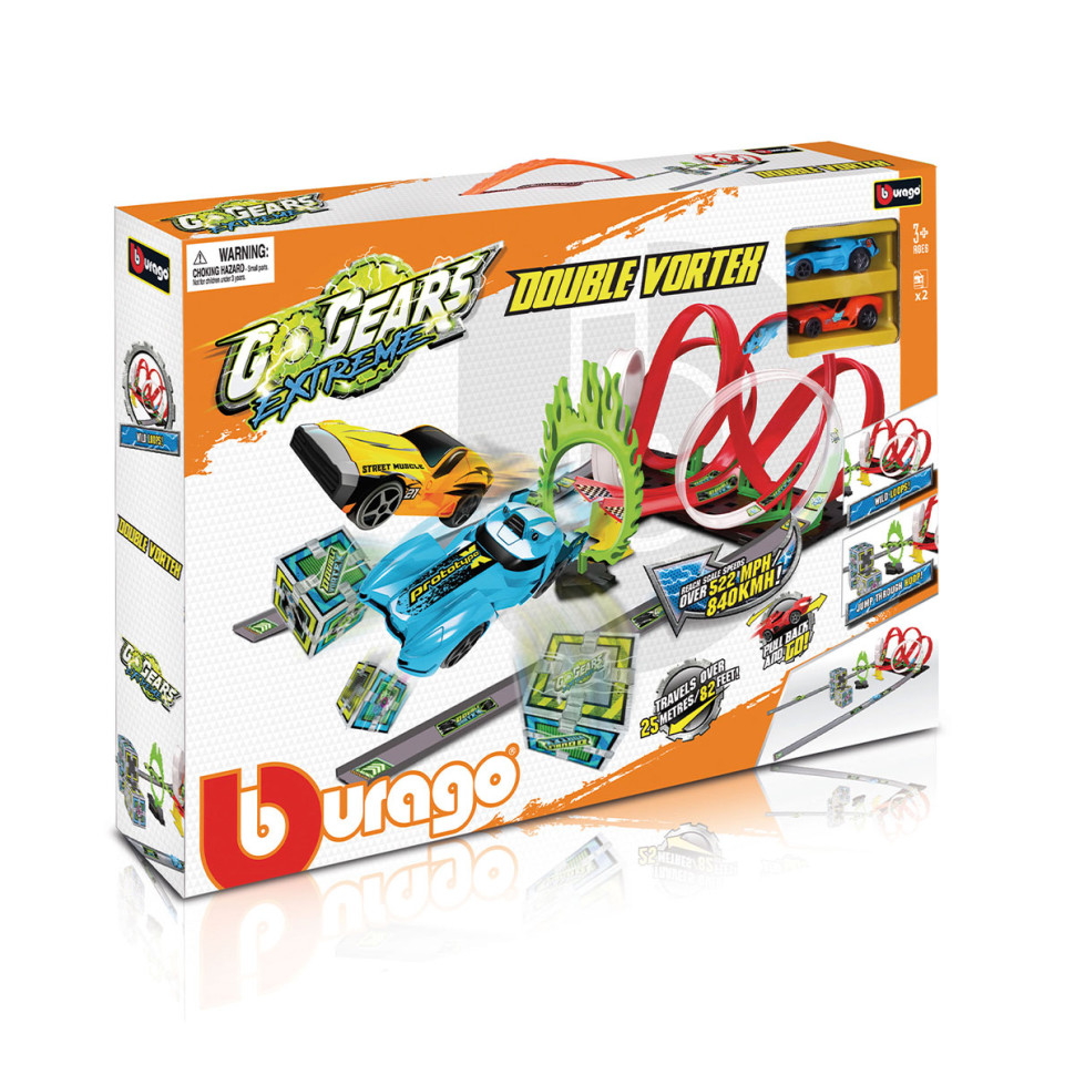 Игровой набор «Двойной вихрь» Bburago 18-30532 2 дорожки, 6 петель, 2 машинки