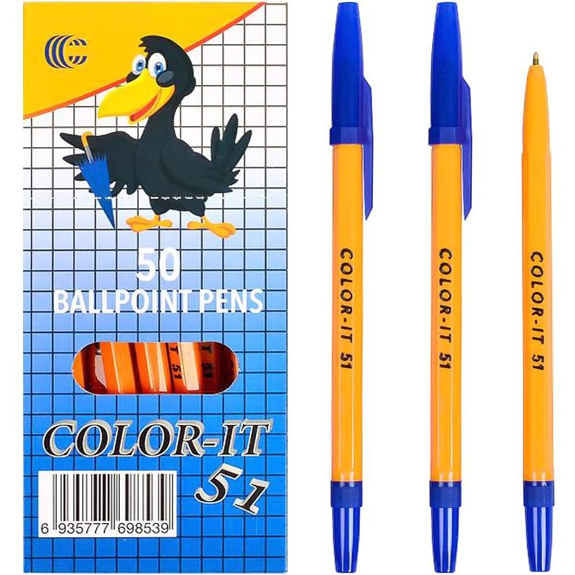 Набір кулькових ручок Corvina COLOR-IT CR51-50 синя 50 штук 