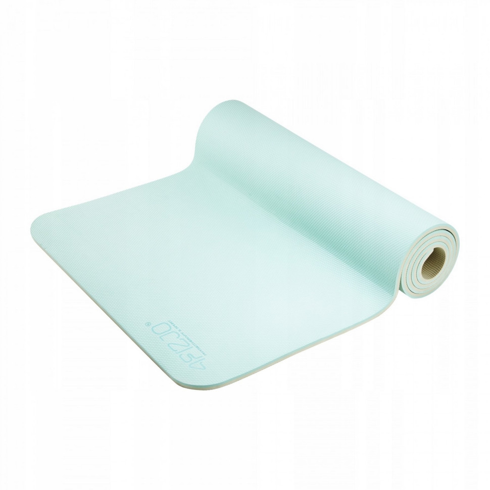 Килимок для йоги та фітнесу 4FIZJO 4FJ0374 TPE 180 x 60 x 0.6 см, Mint/Grey