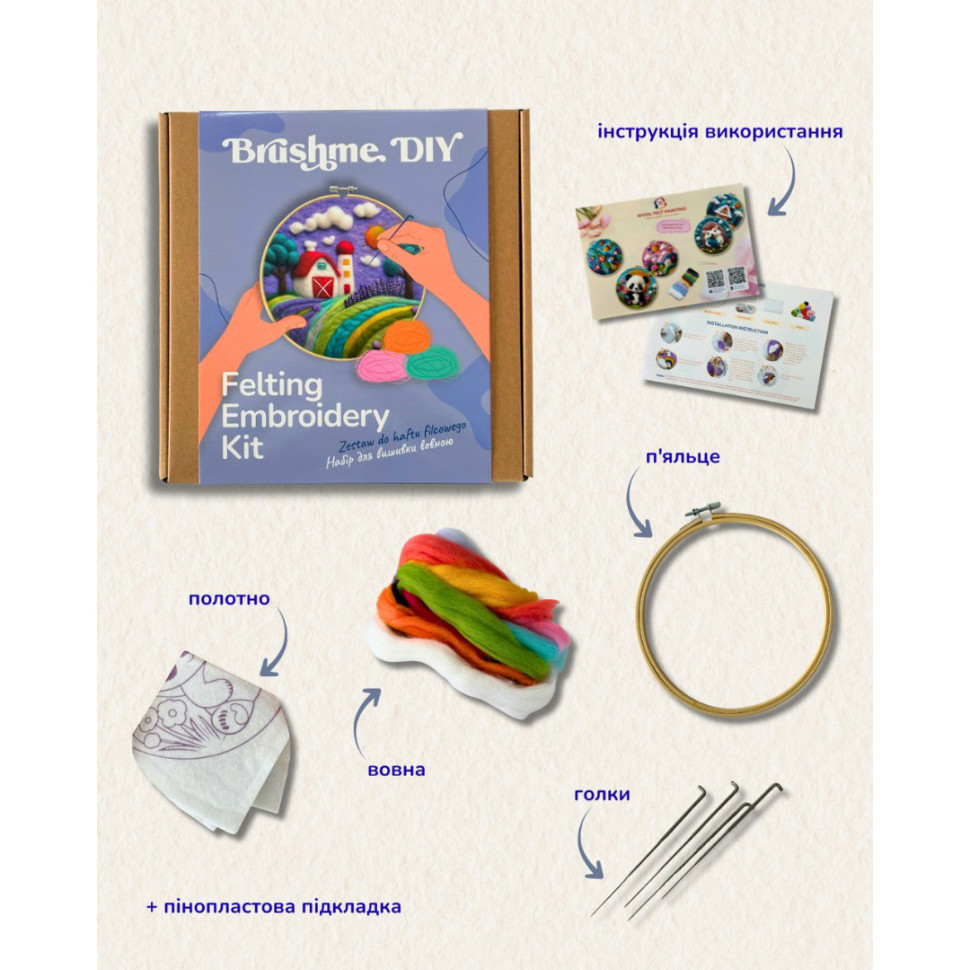 Набір для валяння картини із вовни “Прованський ранок” Brushme EFL002 діаметр 20 см