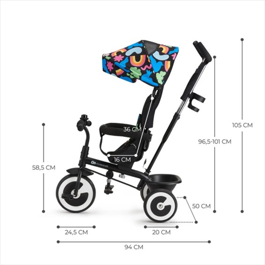 Триколісний велосипед Aston Kinderkraft KRASTO00HAP0000 чорний з малюнком