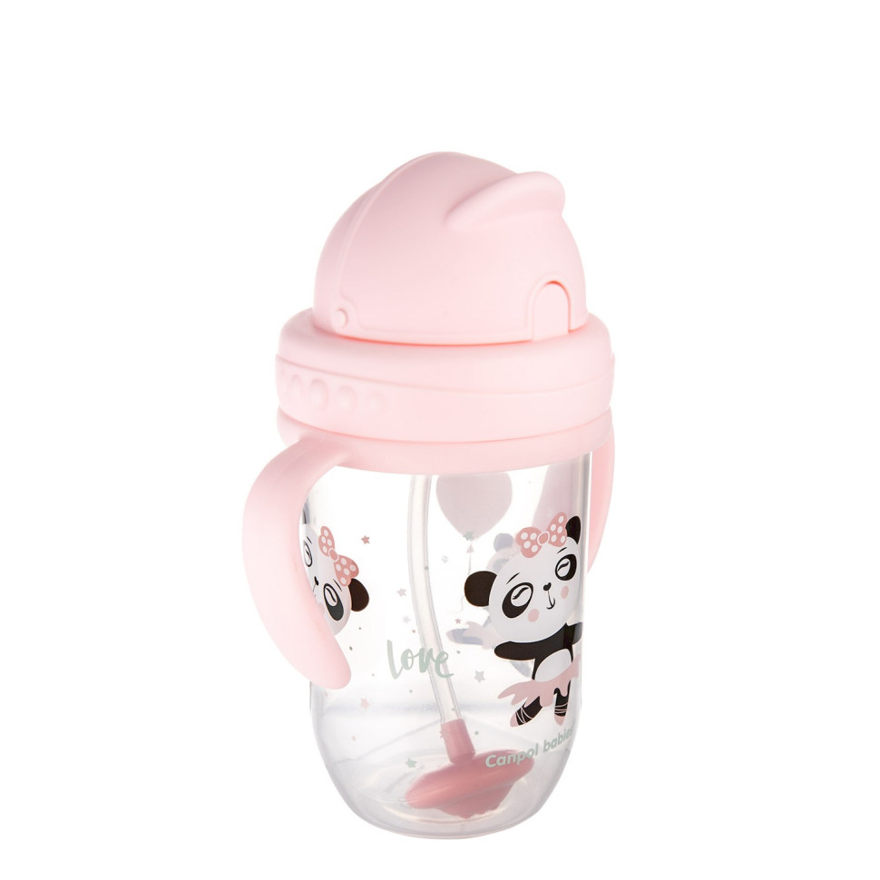Кружка непроливайка з трубочкою та обтяжувачем Exotic animals Canpol babies 56/606_pin 270 мл