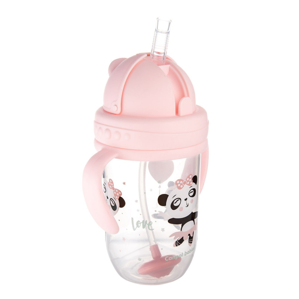 Кружка непроливайка з трубочкою та обтяжувачем Exotic animals Canpol babies 56/606_pin 270 мл