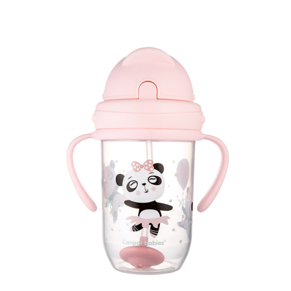 Кружка непроливайка з трубочкою та обтяжувачем Exotic animals Canpol babies 56/606_pin 270 мл