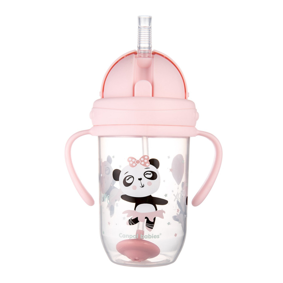 Кружка непроливайка з трубочкою та обтяжувачем Exotic animals Canpol babies 56/606_pin 270 мл