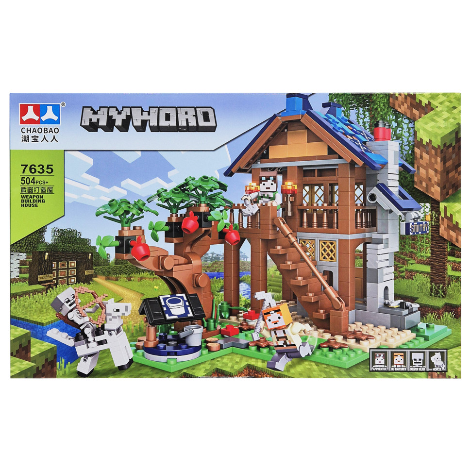 Конструктор детский Майнкрафт Bambi 7635 пластик, 504 детали