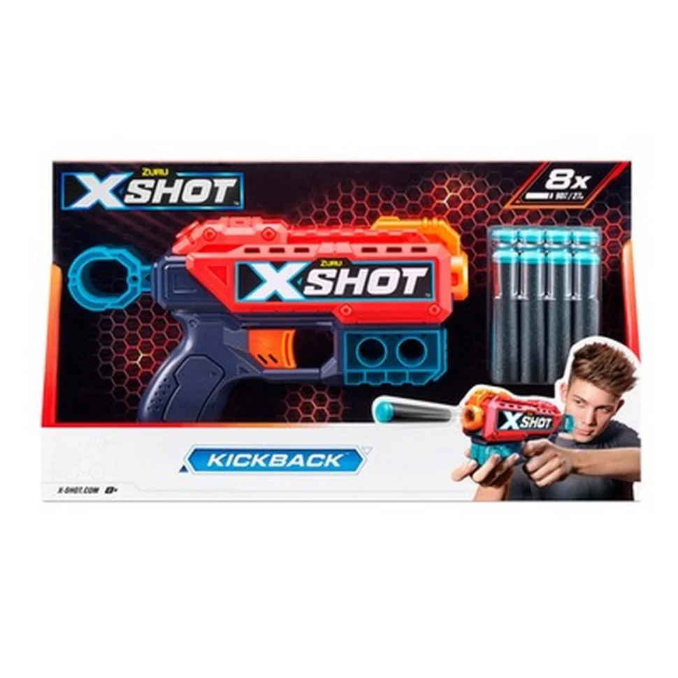 Скорострельный бластер X-Shot Red 36184R EXCEL Kickback (8 патронов)