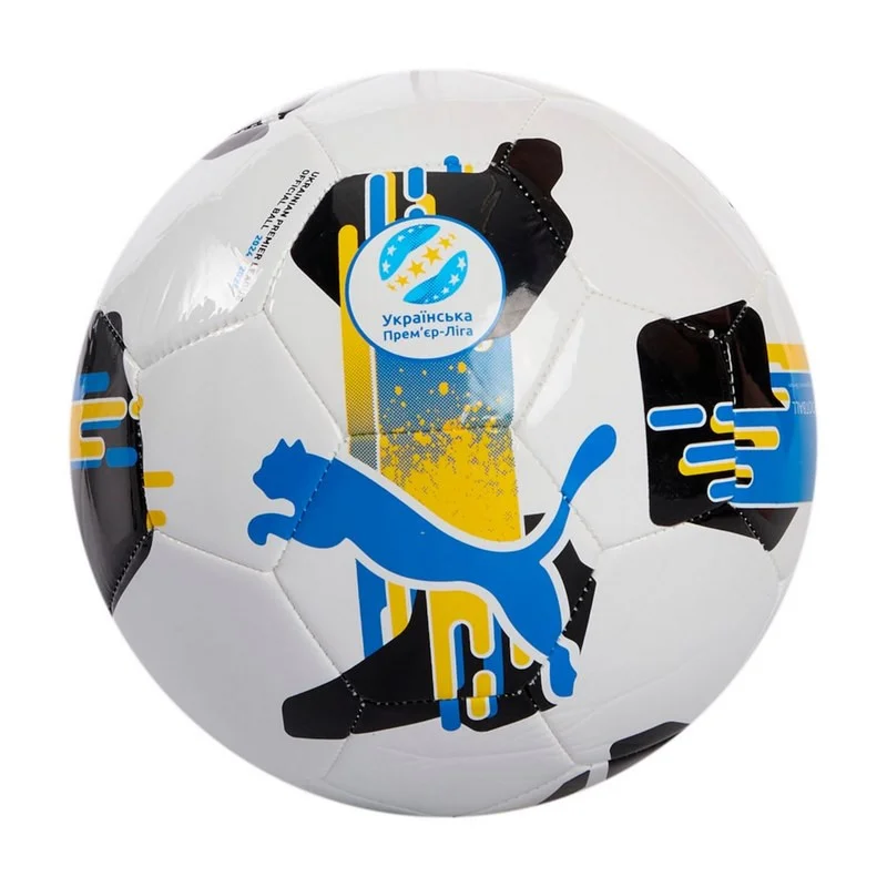 М'яч футбольний Orbita UPL (MS) Puma 084593-01-4 білий, чорний, жовтий, блакитний № 4