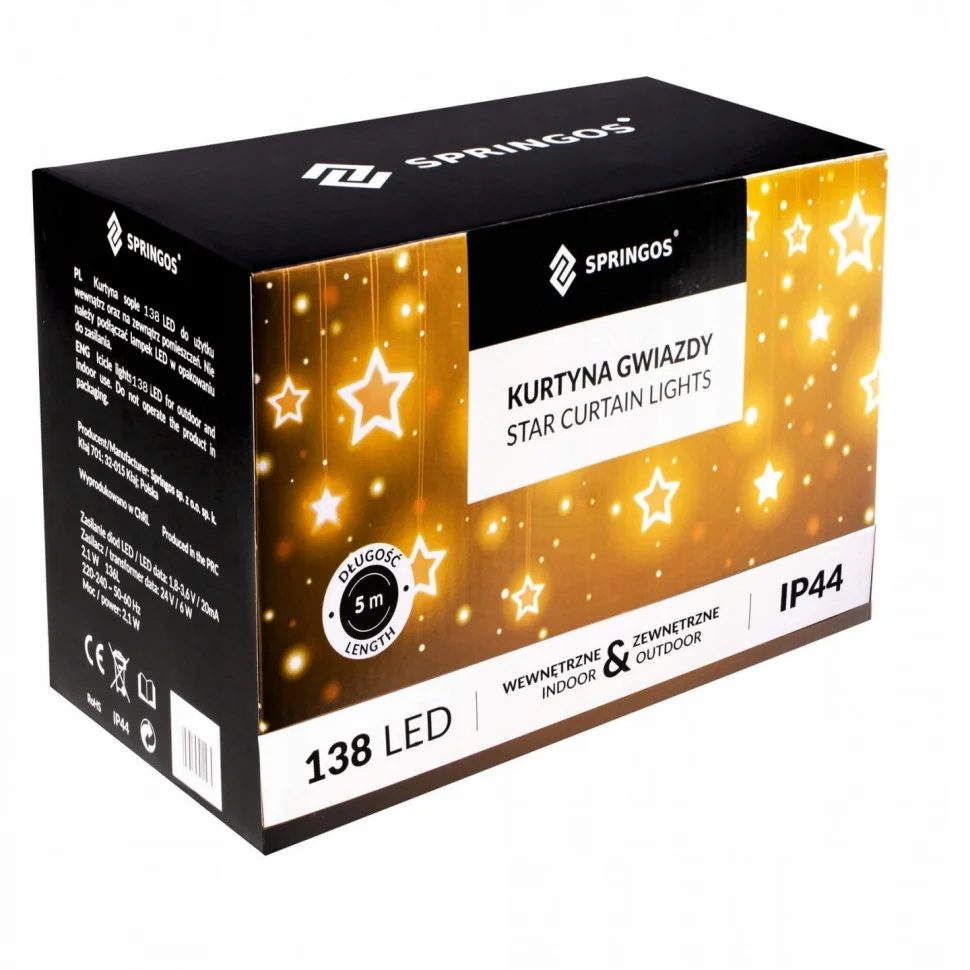 Гірлянда бахрома вулична Springos CL4011, 2 м 138 LED, Cold White
