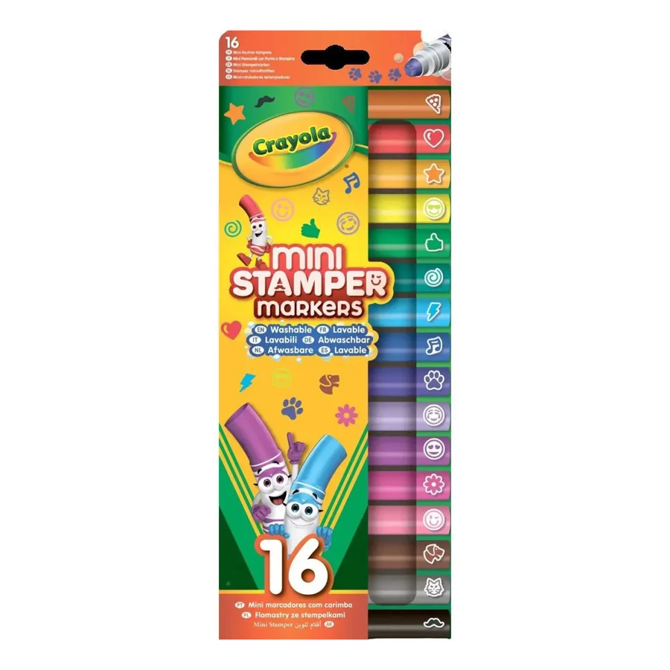Набір міні-фломастерів із штампами washable Crayola 58-8741, 16 шт