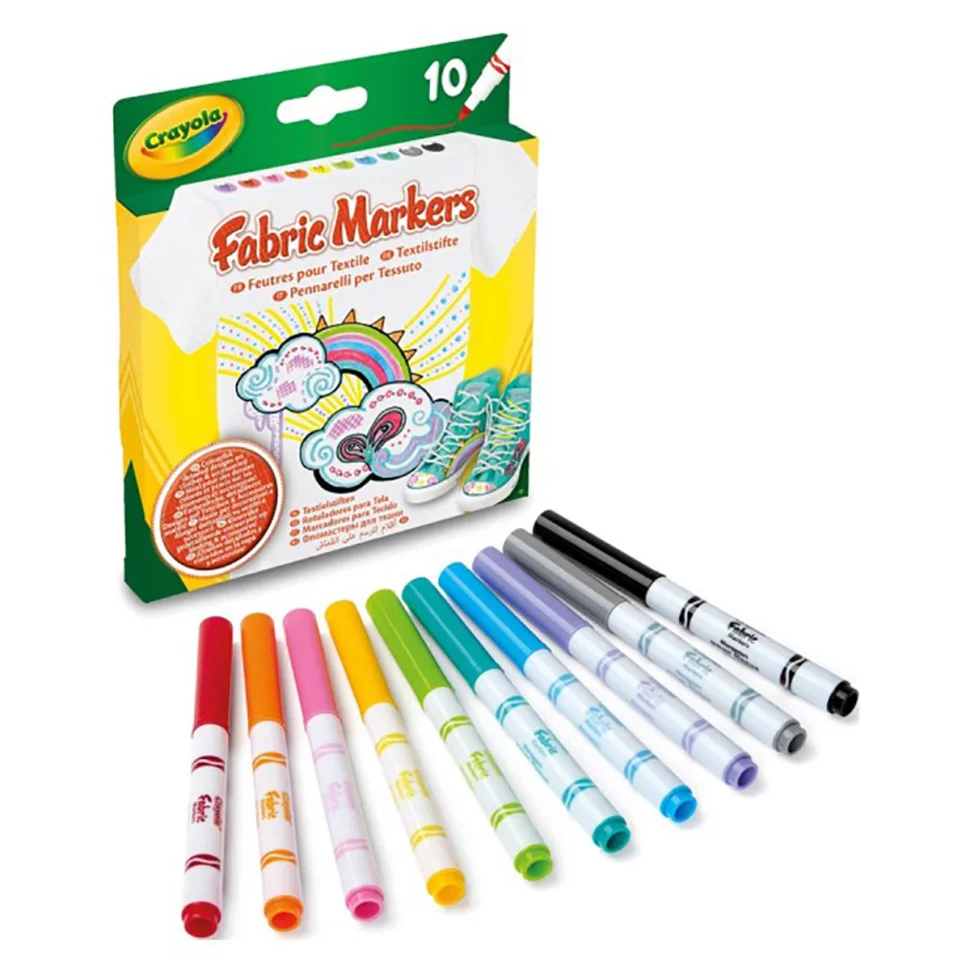 Набір фломастерів для малювання на тканині Crayola 58-8633 тонка лінія, 10 шт.