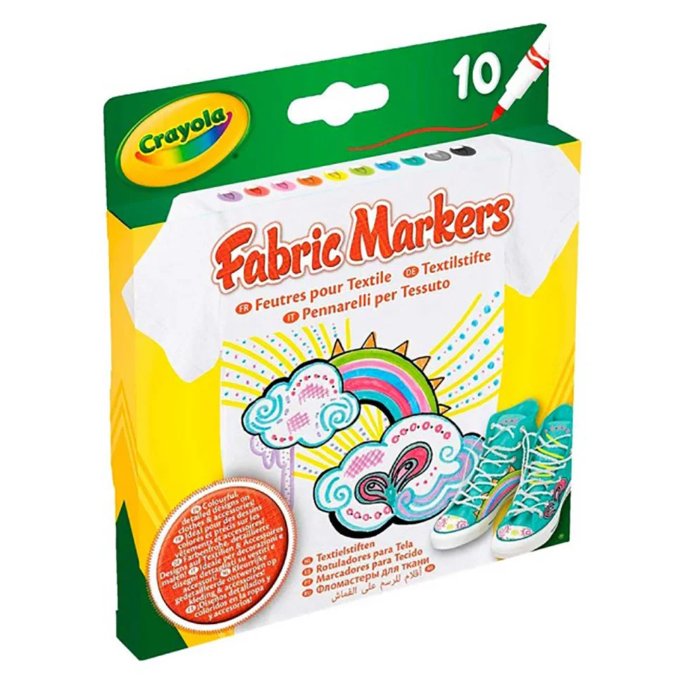 Набір фломастерів для малювання на тканині Crayola 58-8633 тонка лінія, 10 шт.