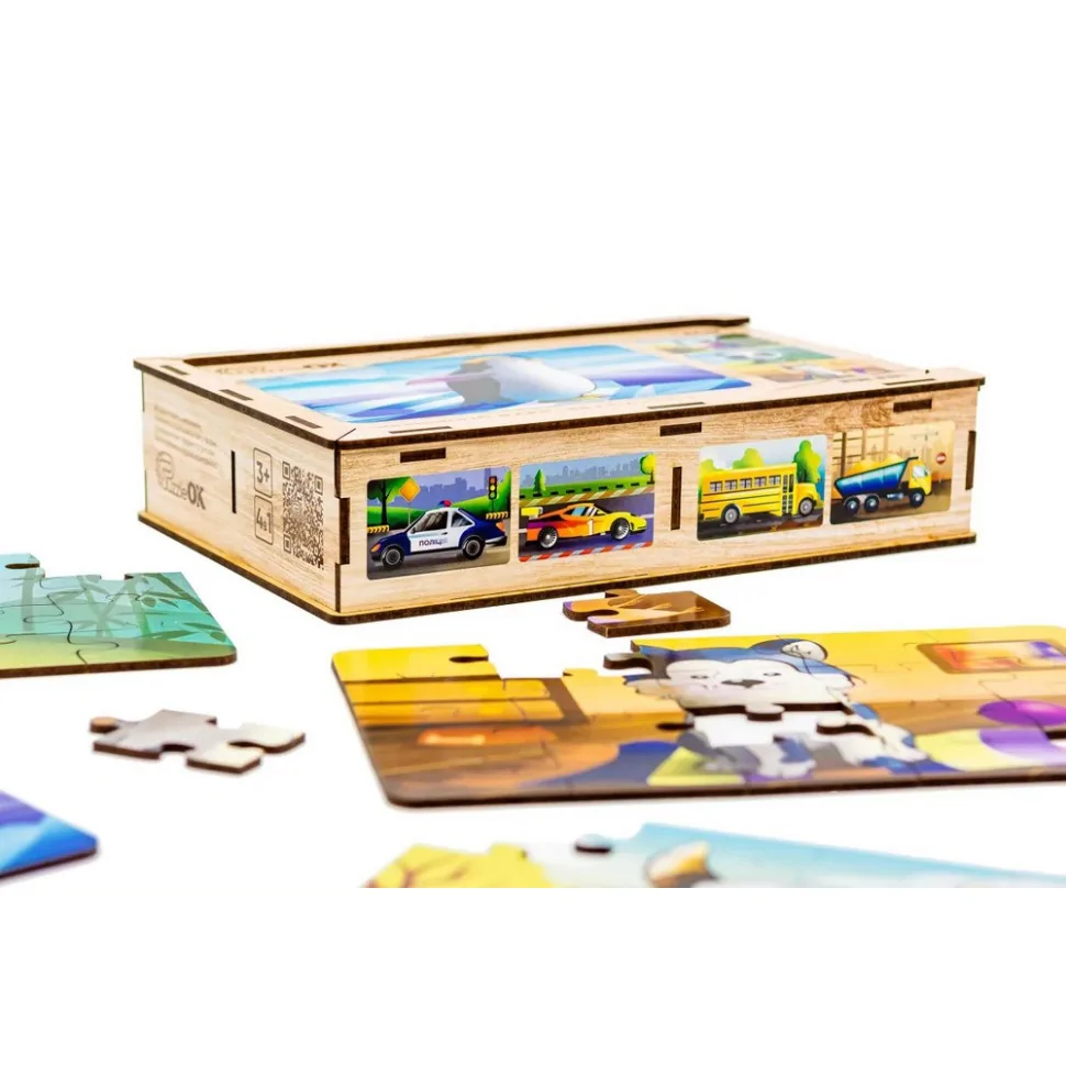 Дитячий дерев'яний пазл Тварини 4 в 1 PuzzleOK Puz-10369, 80 елементів