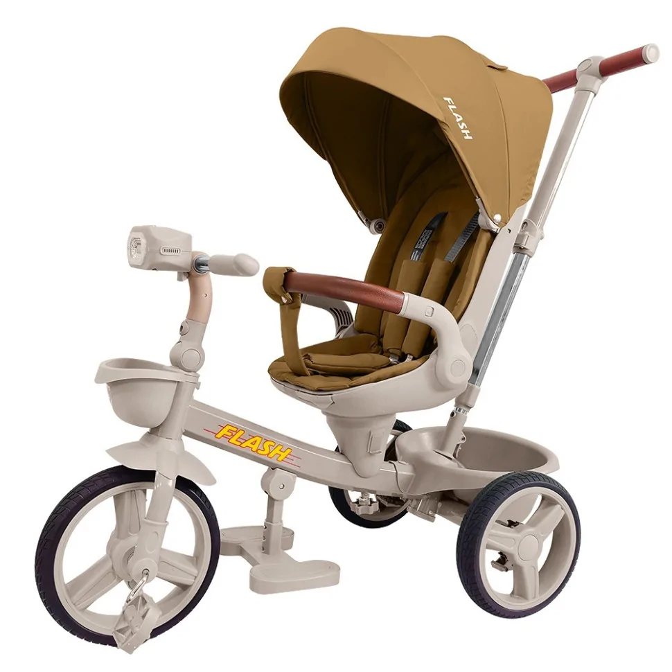 Велосипед трехколесный FLASH Tilly T-3812 ORANGE, с родительской ручкой