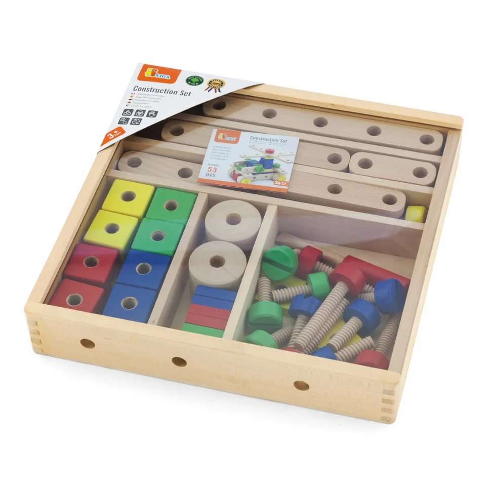 Дерев'яний конструктор Viga Toys 50490, 53 елементи