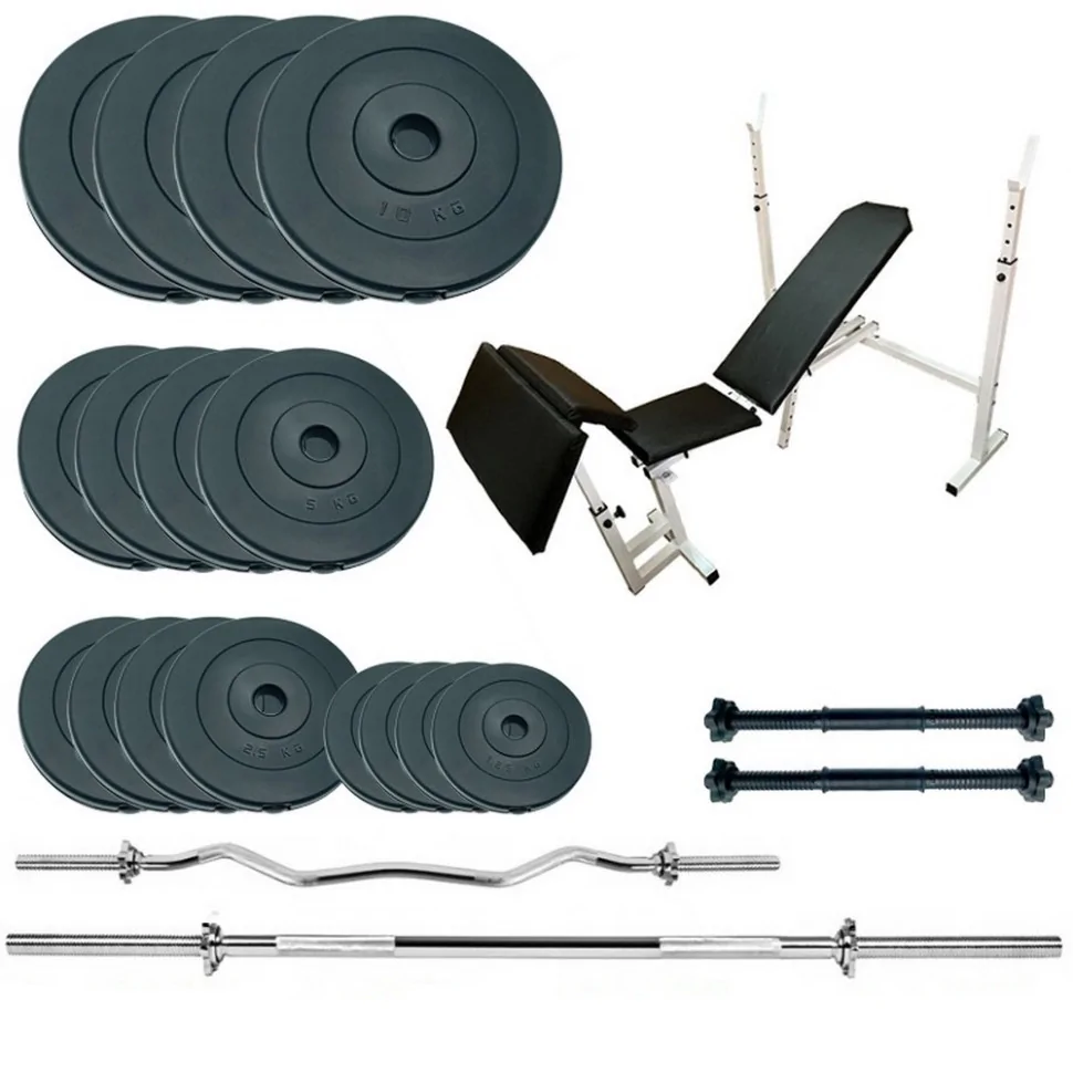 Скамья для жима с набором штанг и гантелей Gym Scott Set Pro Newt NE-SKM-PL-SCOT-90, 90 кг