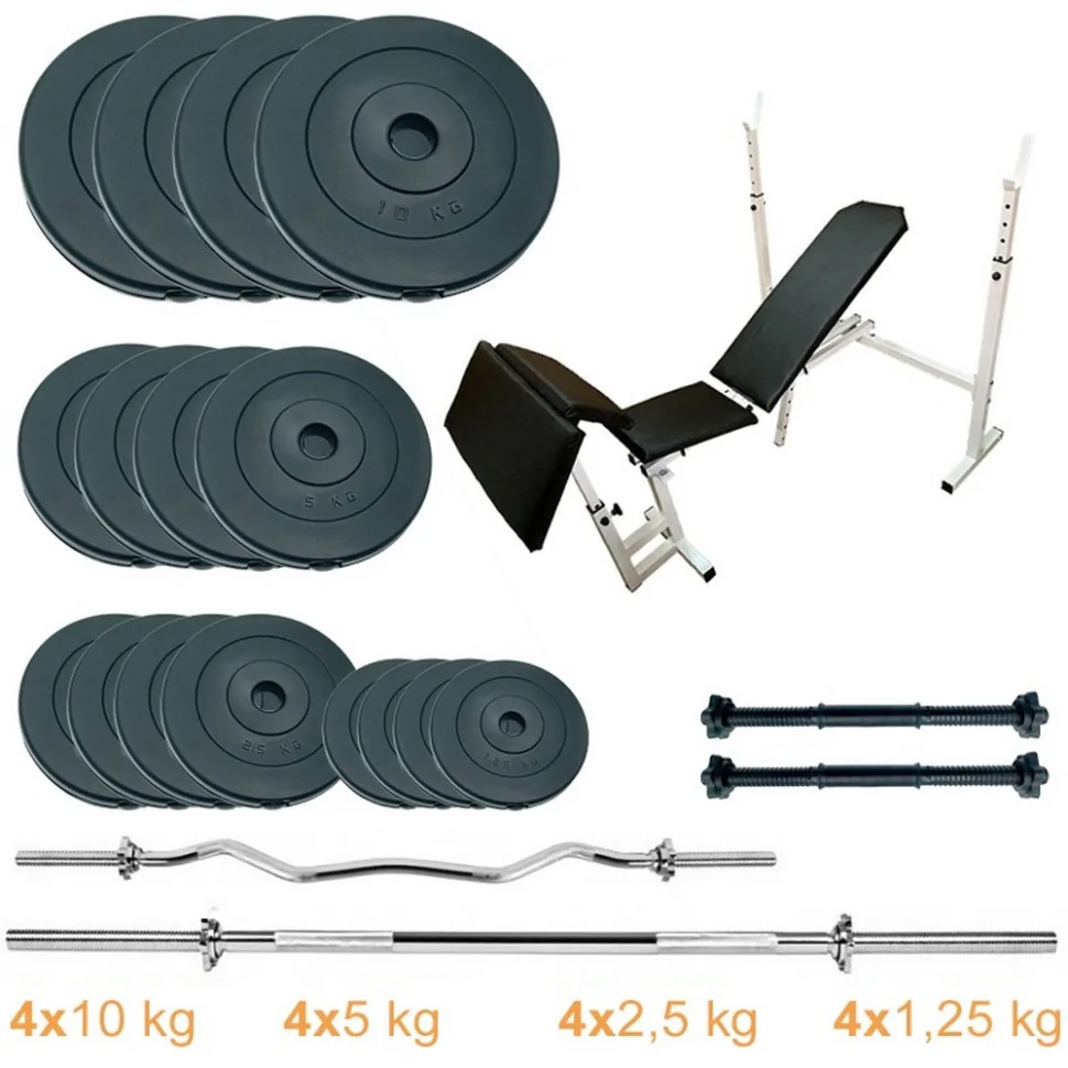 Скамья для жима с набором штанг и гантелей Gym Scott Set Pro Newt NE-SKM-PL-SCOT-90, 90 кг