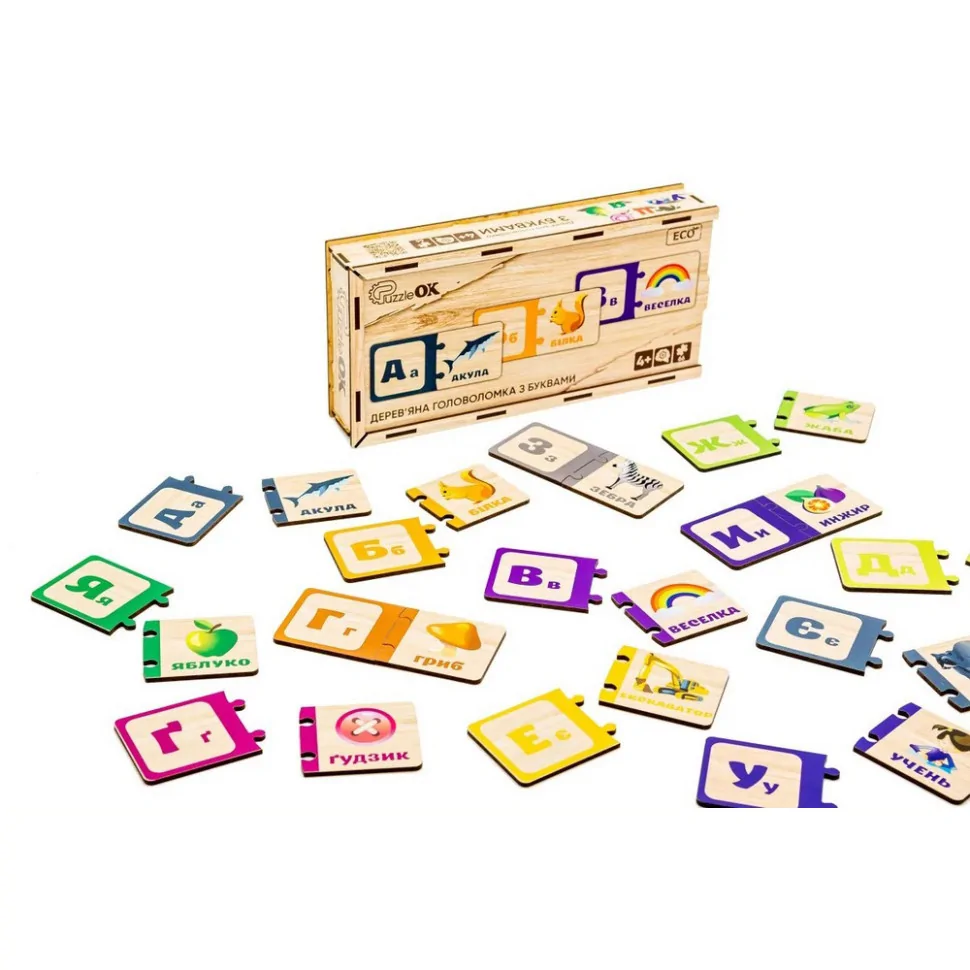 Дерев'яна дитяча головоломка з буквами PuzzleOK Puz-22335