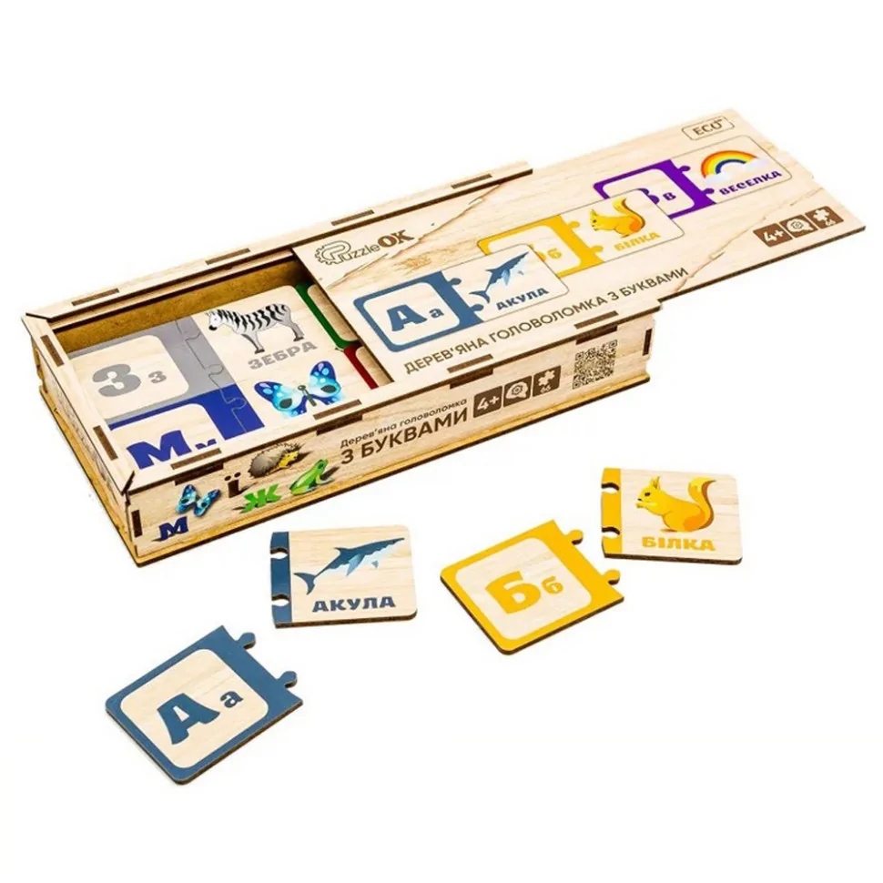 Дерев'яна дитяча головоломка з буквами PuzzleOK Puz-22335