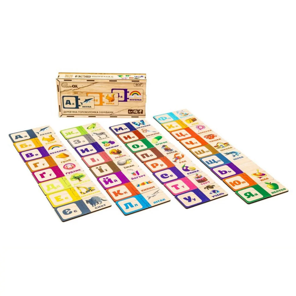 Дерев'яна дитяча головоломка з буквами PuzzleOK Puz-22335