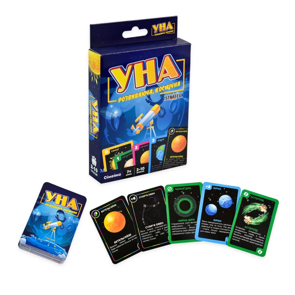 Карточная игра УНА космическая Strateg 30448 игральные карты 108 штук