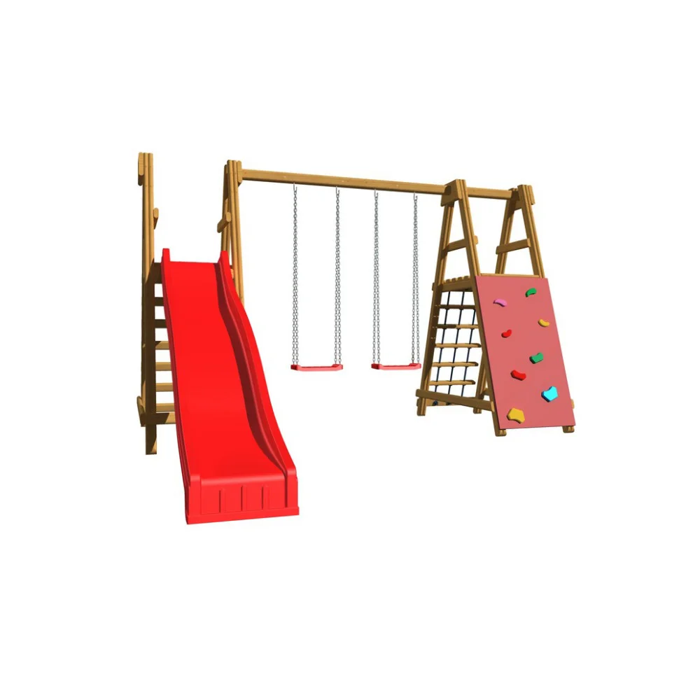 Детская игровая площадка SportBaby-5 со скалолазкой и гладиаторской сеткой