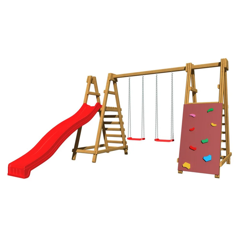 Детская игровая площадка SportBaby-5 со скалолазкой и гладиаторской сеткой