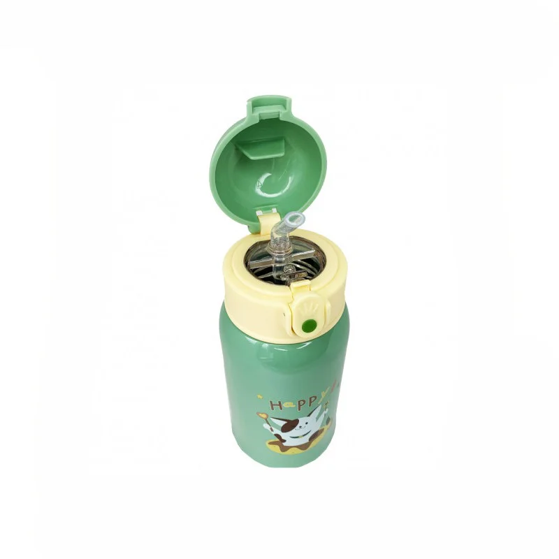 Термос-поильник с силиконовой трубочкой Mega Zayka MGZ-0318(Yellow) чашкой, в чехле с ремешком, 550 мл