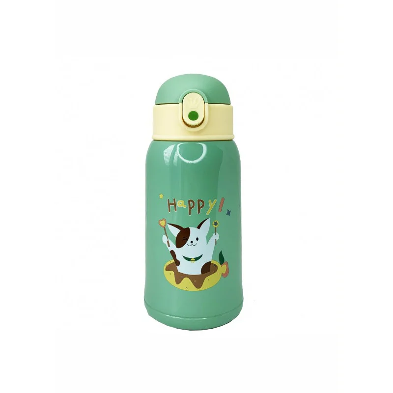 Термос-поильник с силиконовой трубочкой Mega Zayka MGZ-0318(Yellow) чашкой, в чехле с ремешком, 550 мл