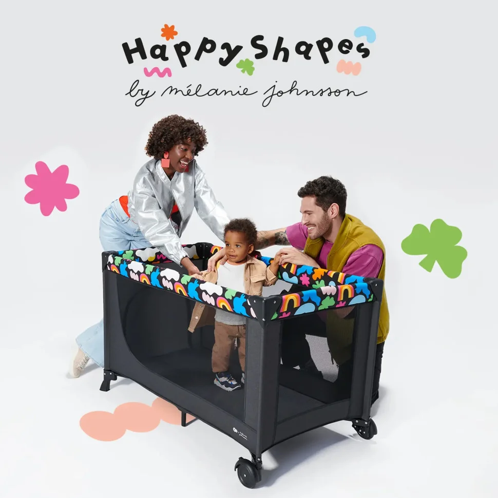Детская кровать-манеж Joy 2 Happy Shapes Kinderkraft KLJOY02HAP00000