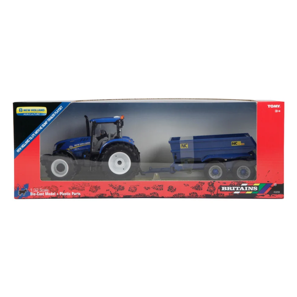 Модель Трактор New Holland T6 NC Tilt Britains 43268B 1:32 з причепом-самоскидом 