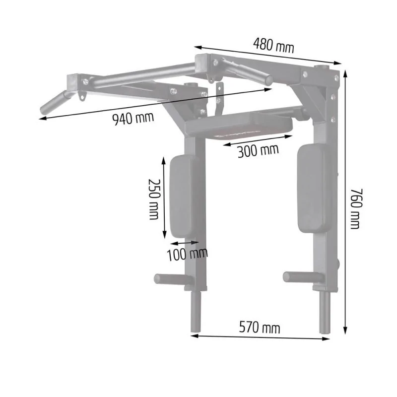 Турнік настінний 2 в 1 L-Bar inSPORTline 23102 до 150 кг