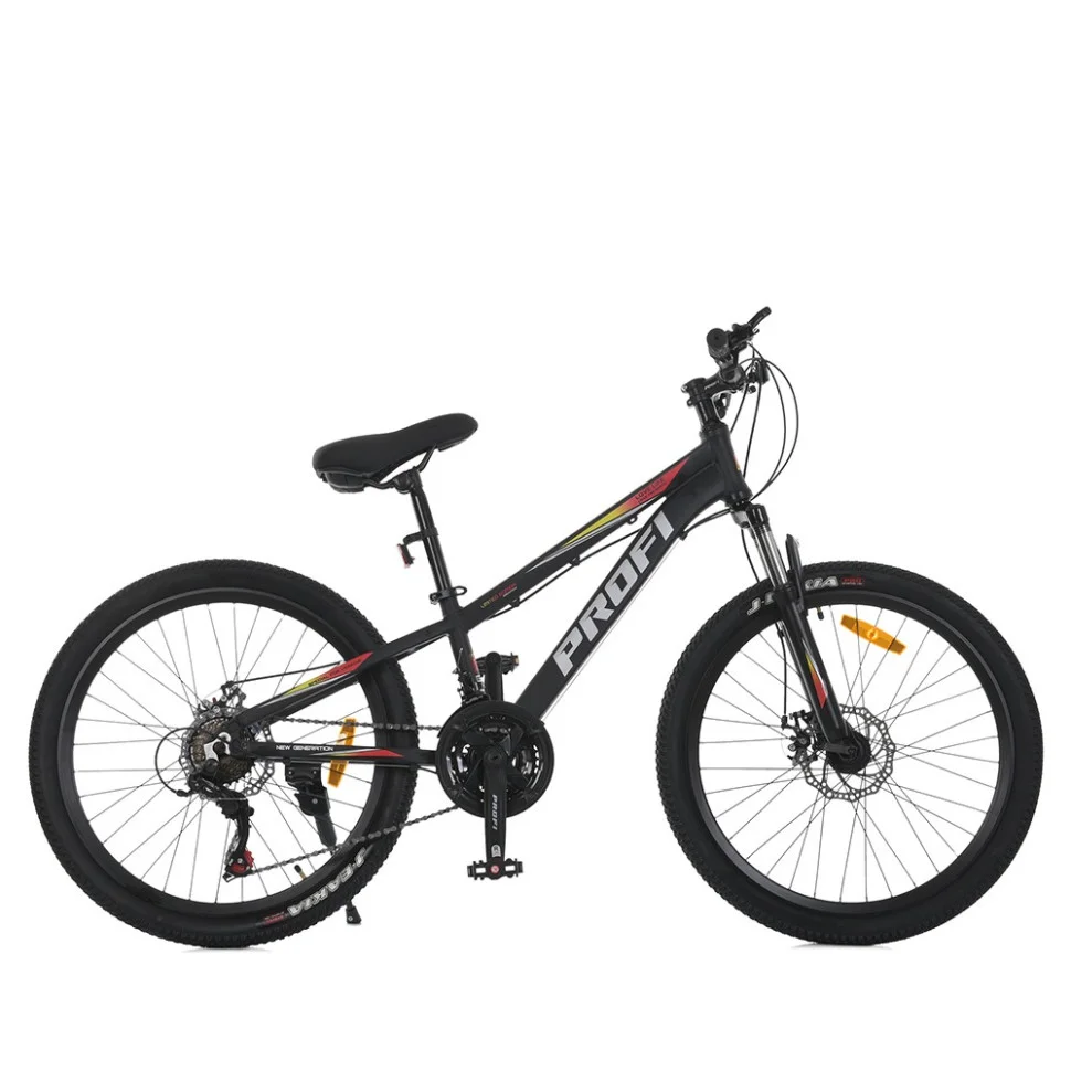 Велосипед PROF1 MTB2401-2, 24 дюймов, алюминиевая рама 11 Shimano 21SP черный