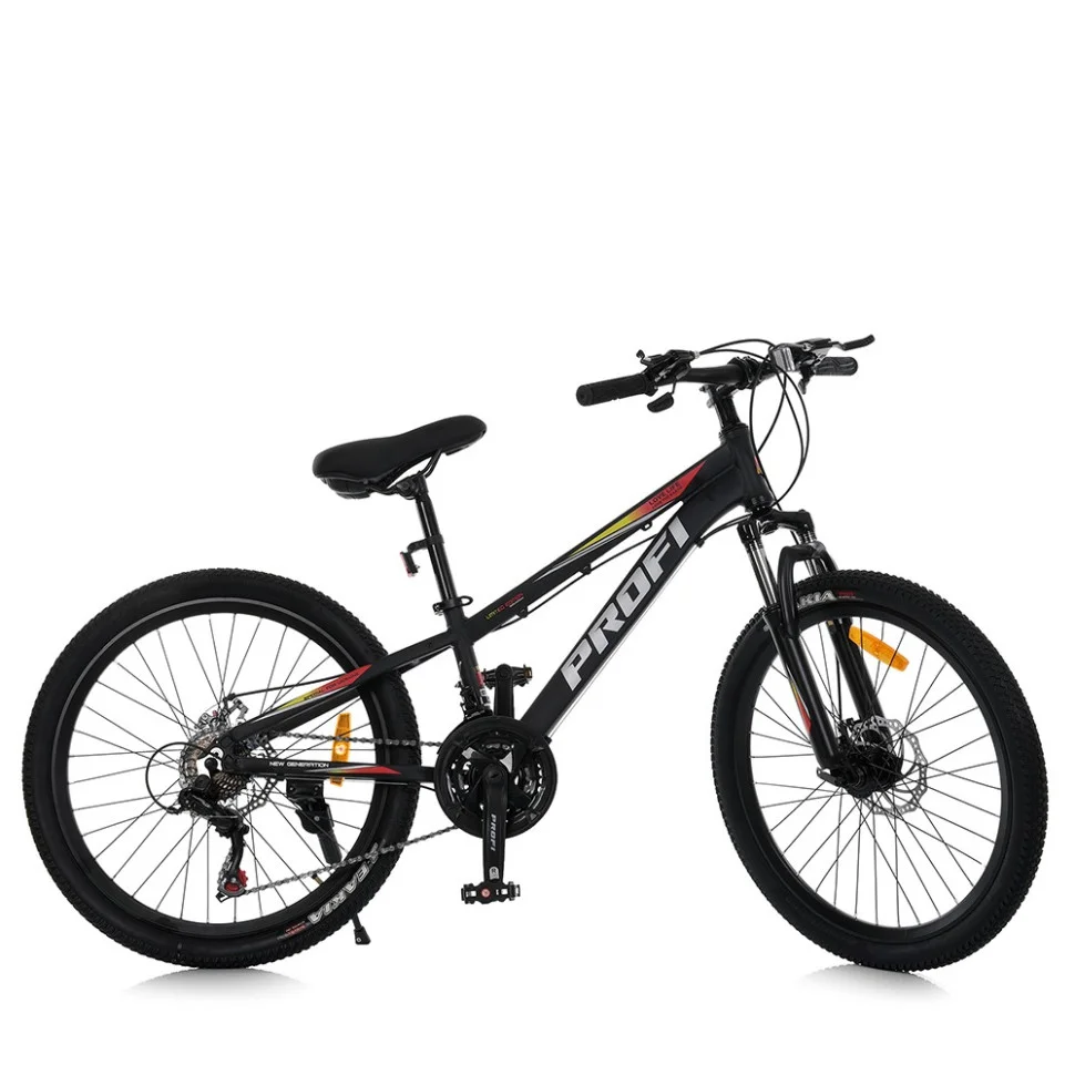 Велосипед PROF1 MTB2401-2, 24 дюймов, алюминиевая рама 11 Shimano 21SP черный
