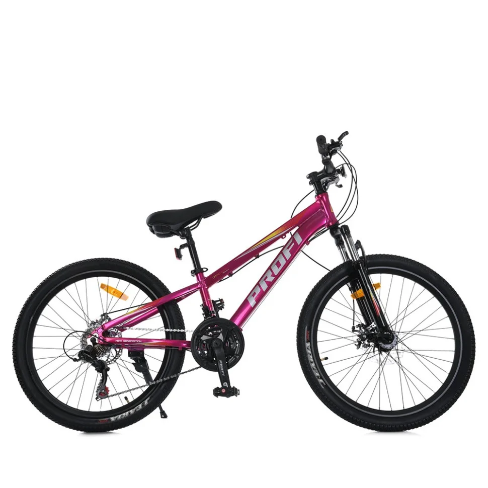 Велосипед PROF1 MTB2401-3, 24 дюймів, алюмінієва рама 11 Shimano 21SP фуксія