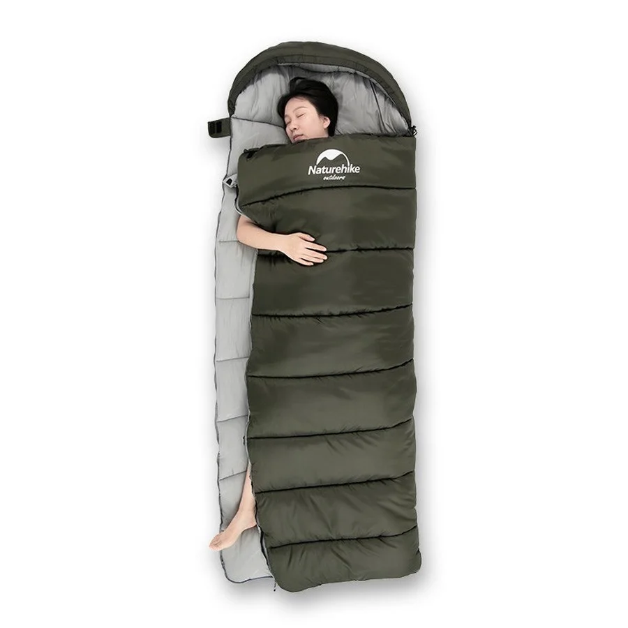 Спальник с капюшоном U250 NH20MSD07 Naturehike 6927595767214-R (6°C), правый, темно-зеленый