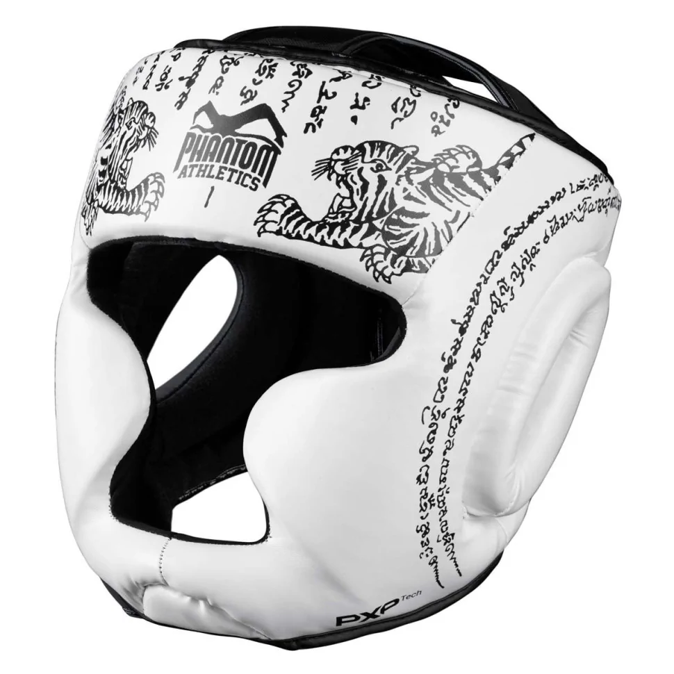 Боксерський шолом Muay Thai Full Face Phantom PHHG2680 White (капа в подарунок)