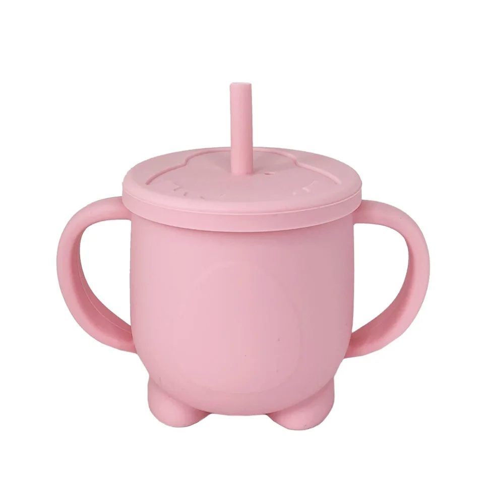 Силіконова чашка-поїлка з кришкою Mega Zayka MGZ-0302(Pink) 200 мл