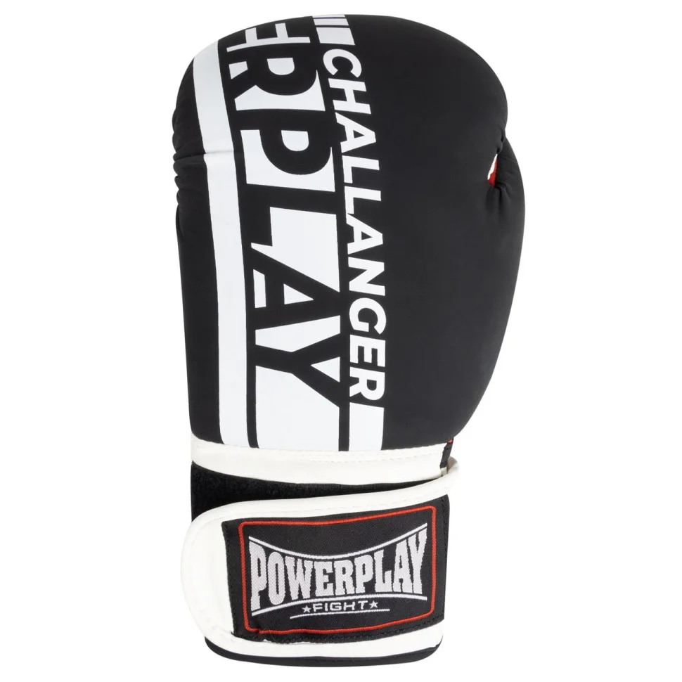 Боксерські рукавички 3086 Matt Challenger PowerPlay PP_3086_14oz_Bl/White, Чорно-Білі 14 унцій