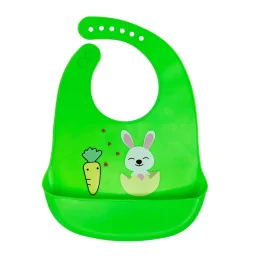 Слюнявчик силиконовый "Зайка" Mega Zayka MGZ-0611(Lime) с карманом Слюнявчик силиконовый "Зайка" Mega Zayka MGZ-0611(Lime) с карманом
