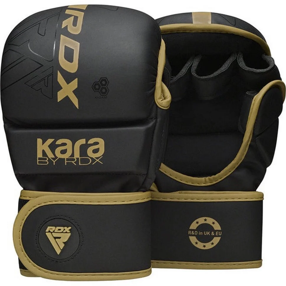 Рукавиці для ММА F6 KARA Matte RDX Inc Limited GSR-F6MGL-L/XL+ Golden, L/XL (капа у комплекті)